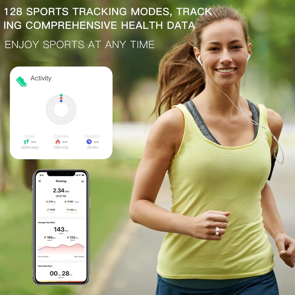 Smart Ring For Women Luxury Elegant Diamond Ring With Visible Tech Core Heart Rate Sleep Tracker Fitness Health Monitor IP68 Waterproof Compatible
