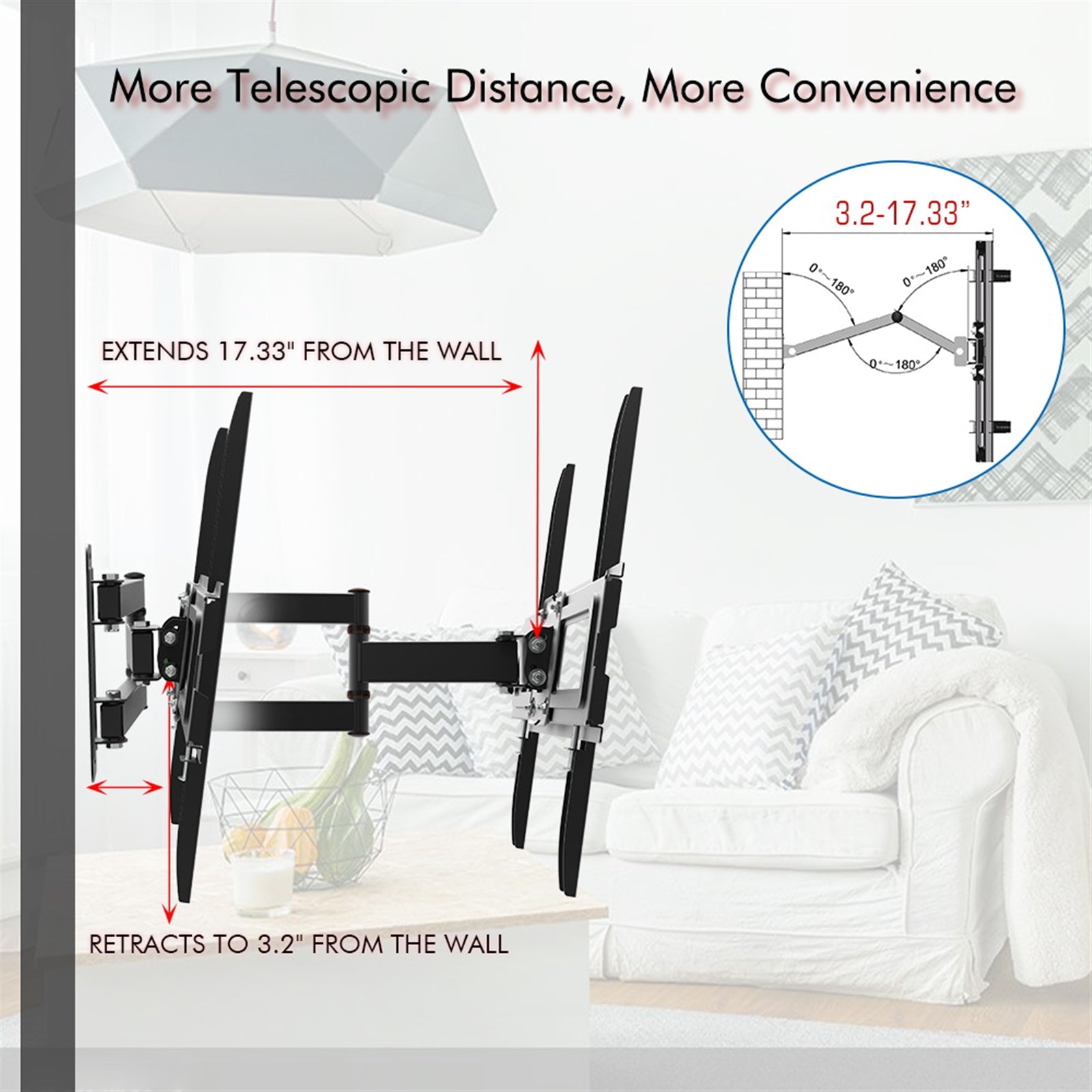 32-65 Inch Single Pendulum Small Base TV Stand TMXD-103 Load Bearing 35KG