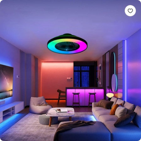 23 Inch Black Ceiling Fan Light With LED RGB   Dimmable & Color Changing, APP & Remote Control, Modern Smart Ceiling Fan For Living Room, Bedroom, And Dining Room  Silent 6-Speed Reversible DC Motor