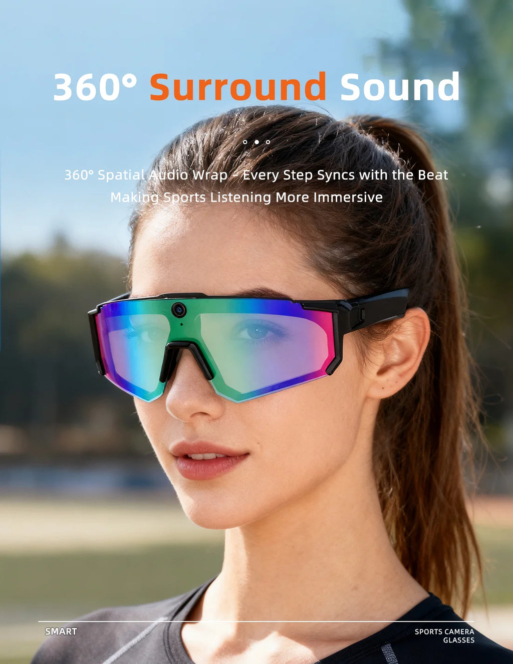 2026New AI Smart Glasses ChatGPT 1080P Camera 8MP Anti-shake Cycling Video&Photo Sport Sunglasses DualMic 32GB Windproof Goggles
