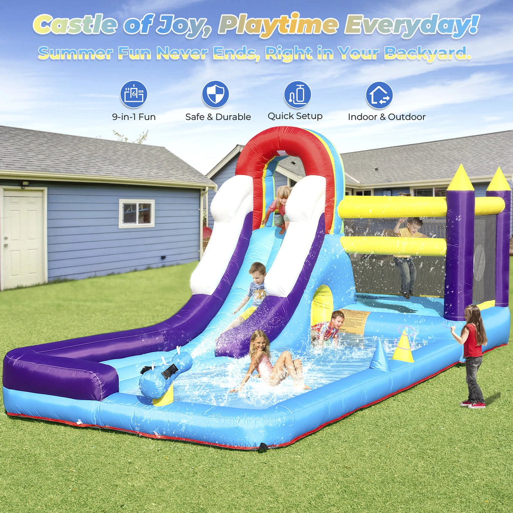 16ft 5m Inflatable Water Slide Bounce House w/ Splash Pool for Kids Backyard Party Children's Playground