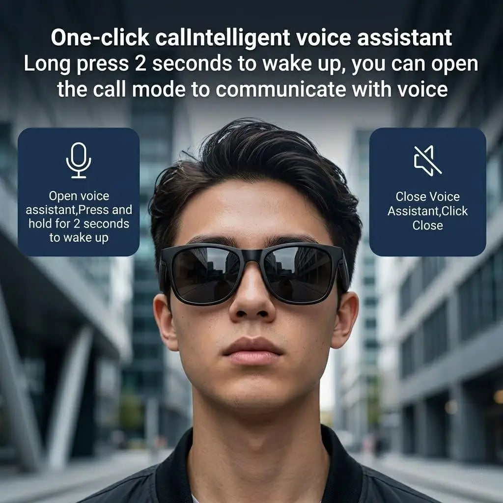AI Smart Glasses Camera Control Bluetooth Call Voice Assistant for Siri Music Player UV Bluelight Protection  Outdoor Sunglasses