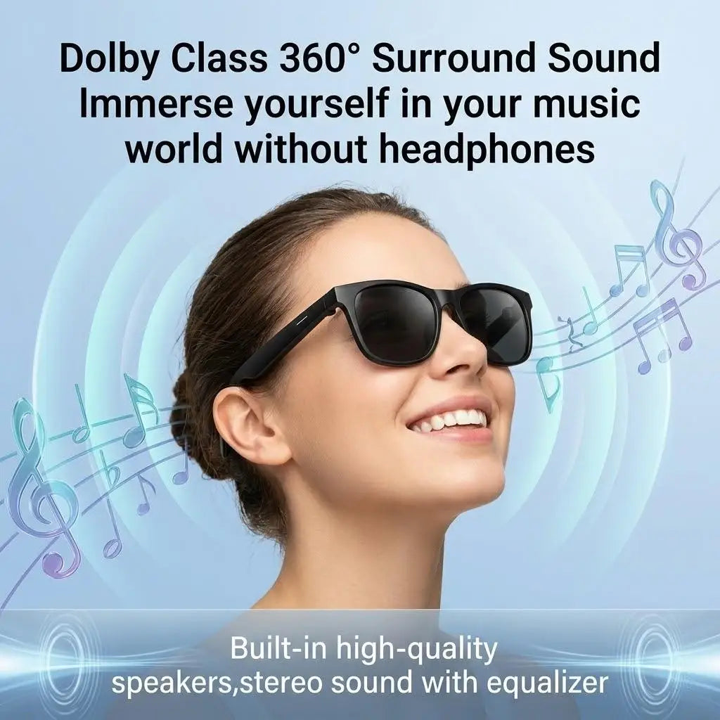 AI Smart Glasses Camera Control Bluetooth Call Voice Assistant for Siri Music Player UV Bluelight Protection  Outdoor Sunglasses