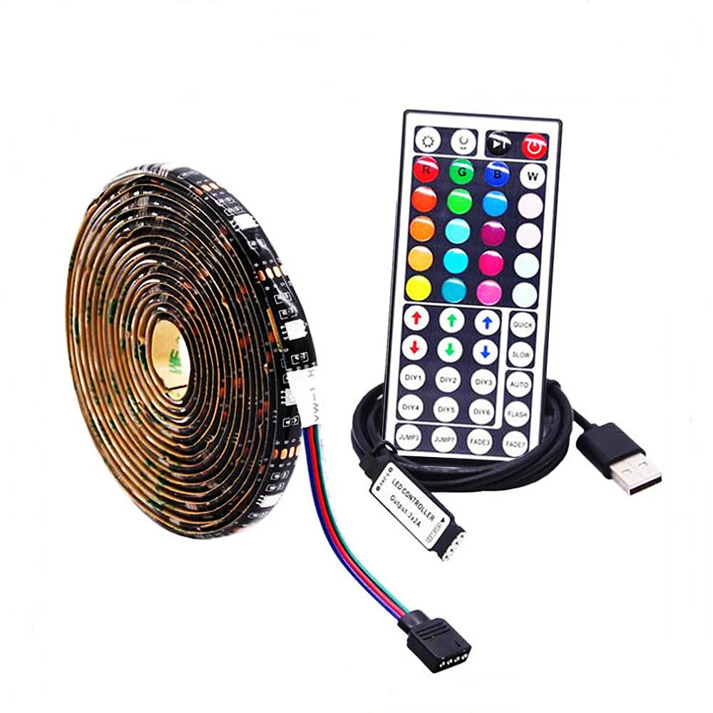5V USB 5050 RGB LED Strip Light Bluetooth Remote Control 5m 10m Lights Tape TV Backlights Holiday Decor 0.5m 1m 2m 3m Black PCB