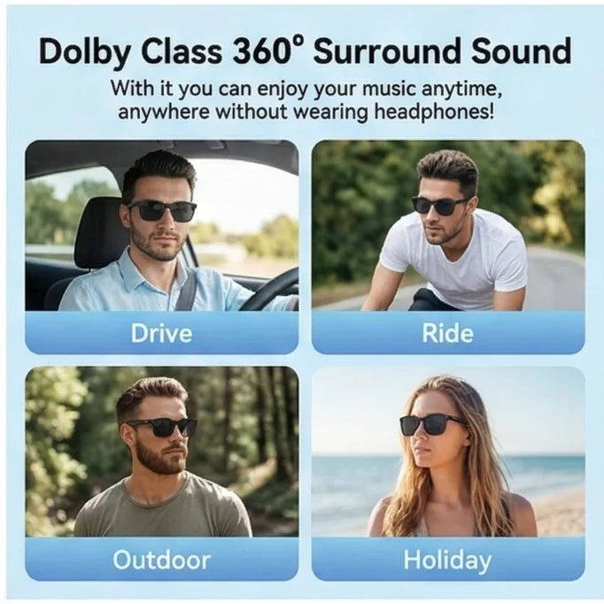 AI Smart Glasses Camera Control Bluetooth Call Voice Assistant for Siri Music Player UV Bluelight Protection  Outdoor Sunglasses