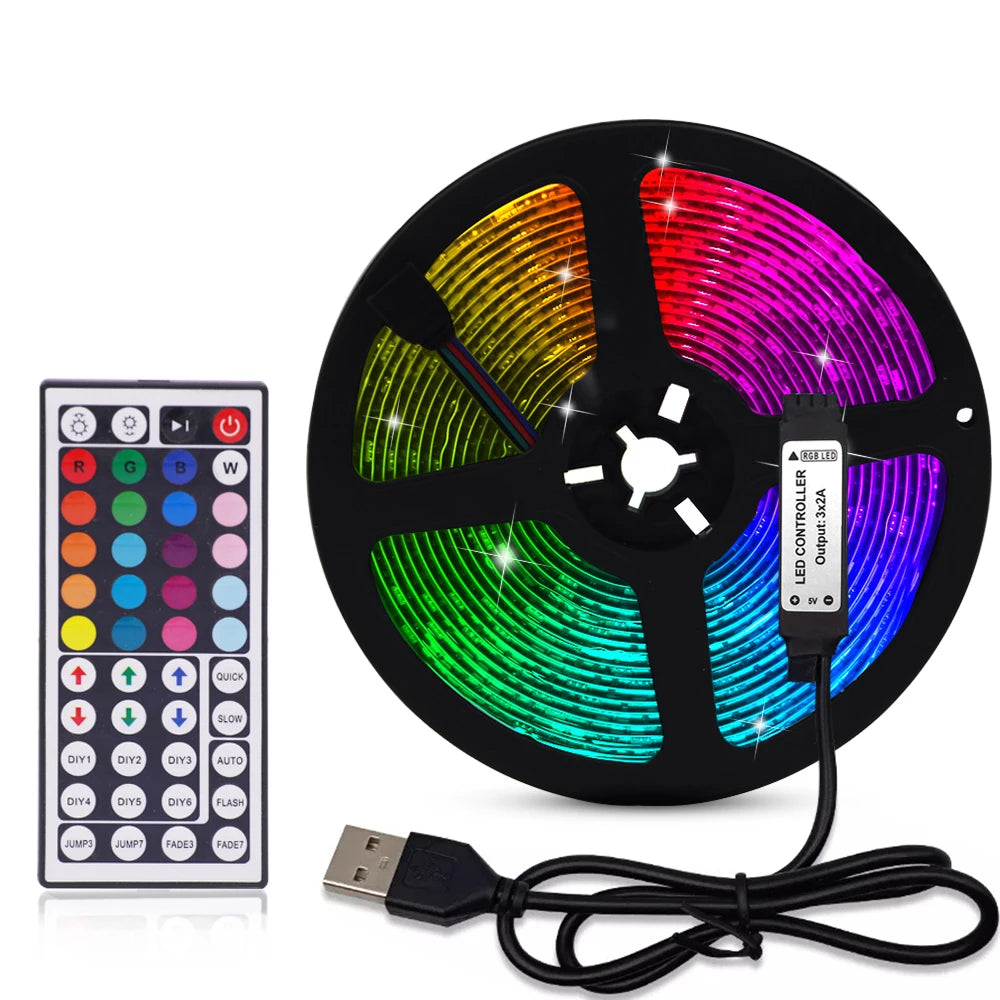5V USB 5050 RGB LED Strip Light Bluetooth Remote Control 5m 10m Lights Tape TV Backlights Holiday Decor 0.5m 1m 2m 3m Black PCB
