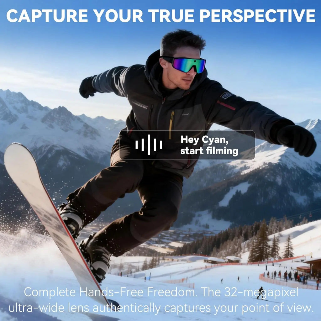 2026New AI Smart Glasses ChatGPT 1080P Camera 8MP Anti-shake Cycling Video&Photo Sport Sunglasses DualMic 32GB Windproof Goggles