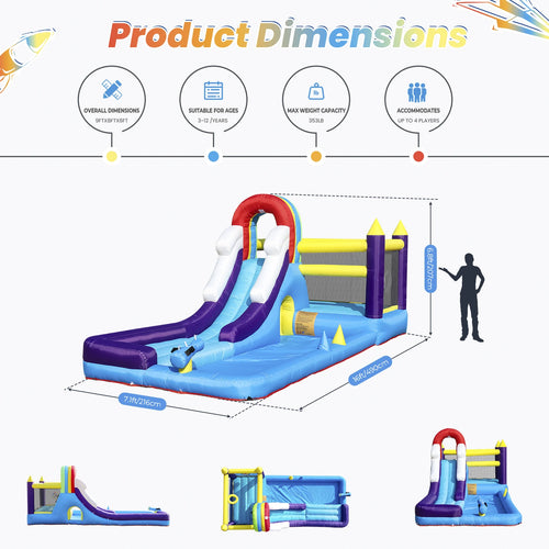 16ft 5m Inflatable Water Slide Bounce House w/ Splash Pool for Kids Backyard Party Children's Playground