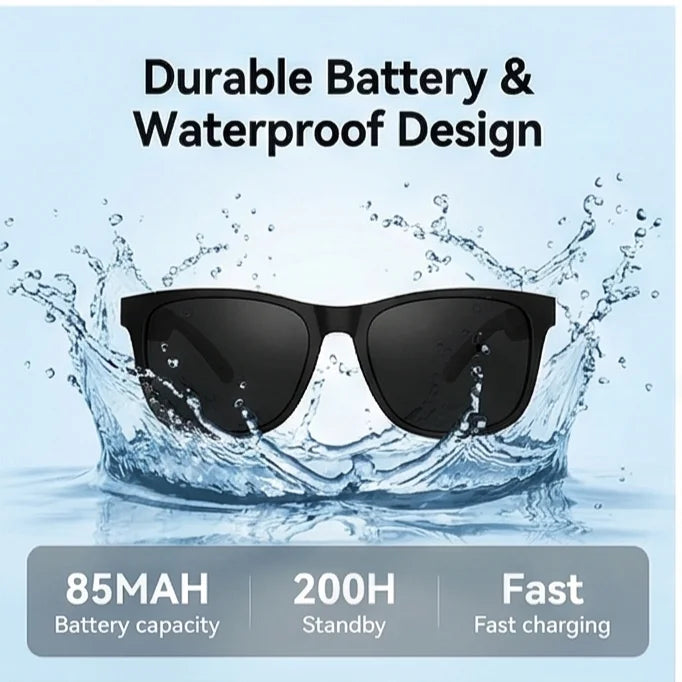 AI Smart Glasses Camera Control Bluetooth Call Voice Assistant for Siri Music Player UV Bluelight Protection  Outdoor Sunglasses