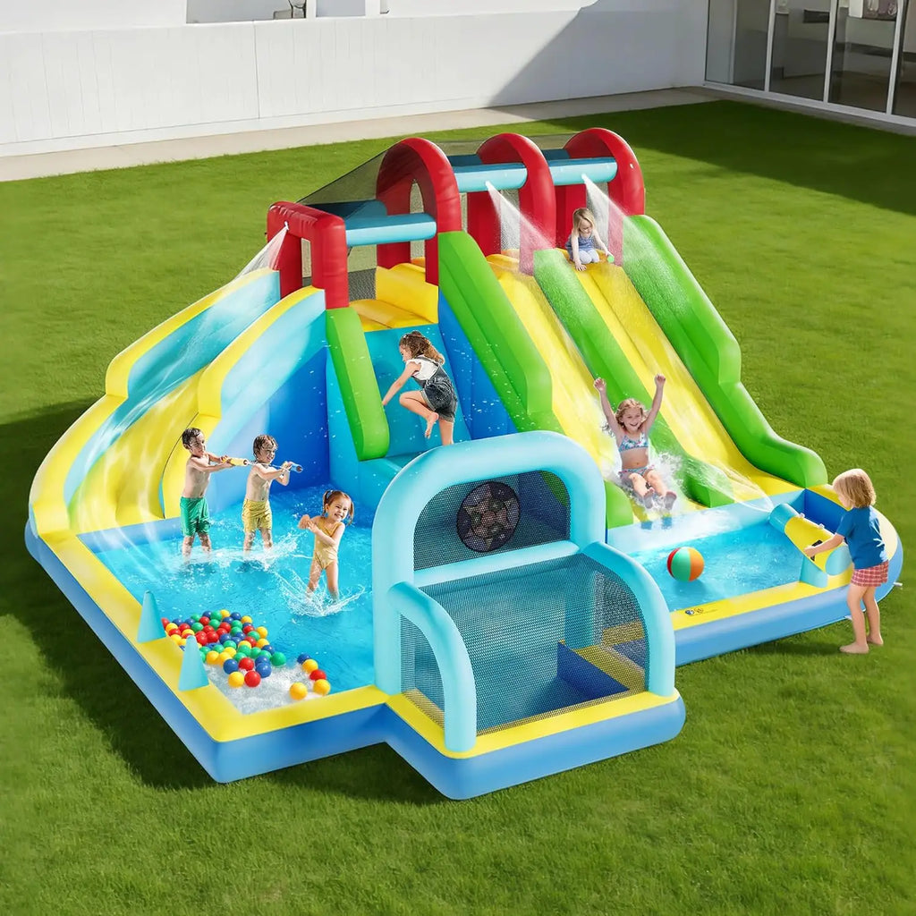 Inflatable Bounce House Oxford Fabric Bouncy Castle with Blower for Kids Indoor Outdoor Toys Play Center Backyard Party Fun