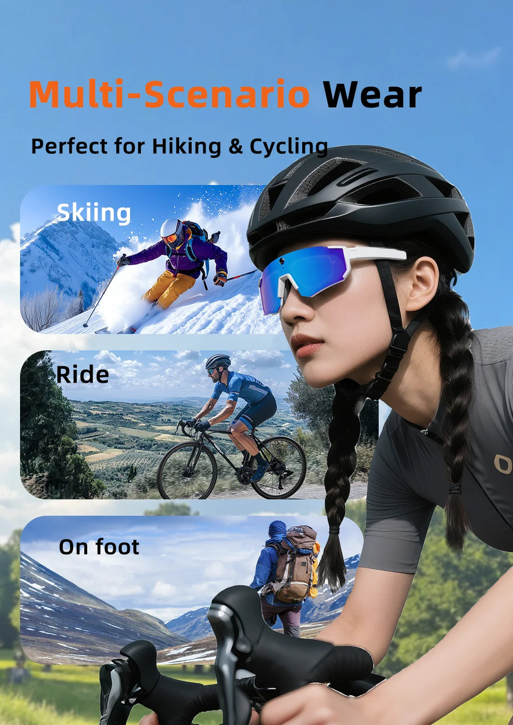 2026New AI Smart Glasses ChatGPT 1080P Camera 8MP Anti-shake Cycling Video&Photo Sport Sunglasses DualMic 32GB Windproof Goggles
