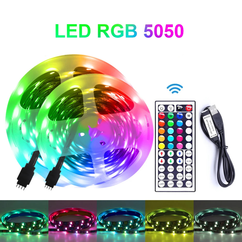 5V USB 5050 RGB LED Strip Light Bluetooth Remote Control 5m 10m Lights Tape TV Backlights Holiday Decor 0.5m 1m 2m 3m Black PCB