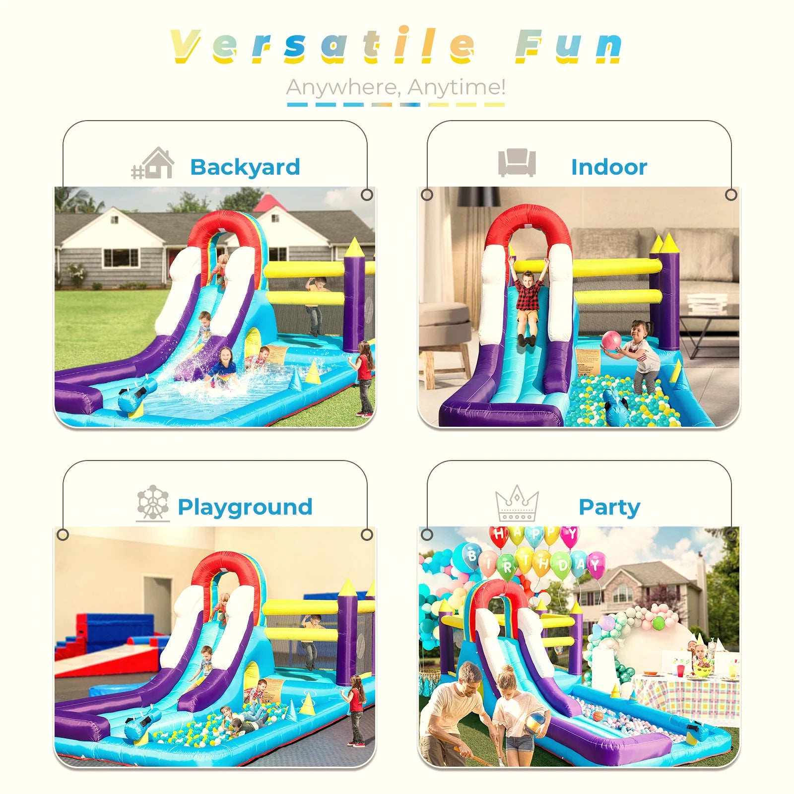 16ft 5m Inflatable Water Slide Bounce House w/ Splash Pool for Kids Backyard Party Children's Playground