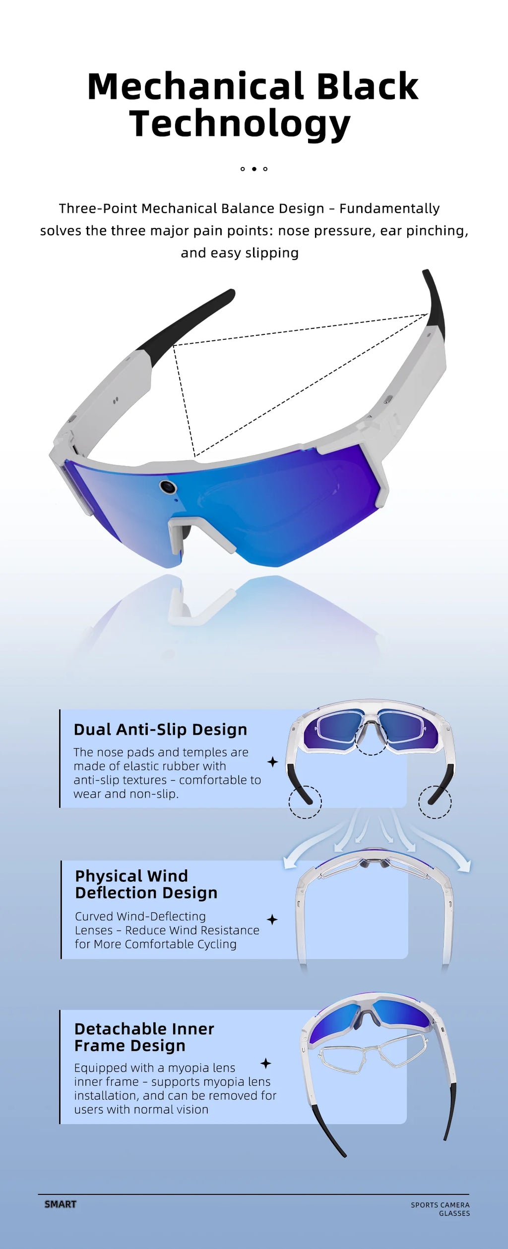 2026New AI Smart Glasses ChatGPT 1080P Camera 8MP Anti-shake Cycling Video&Photo Sport Sunglasses DualMic 32GB Windproof Goggles