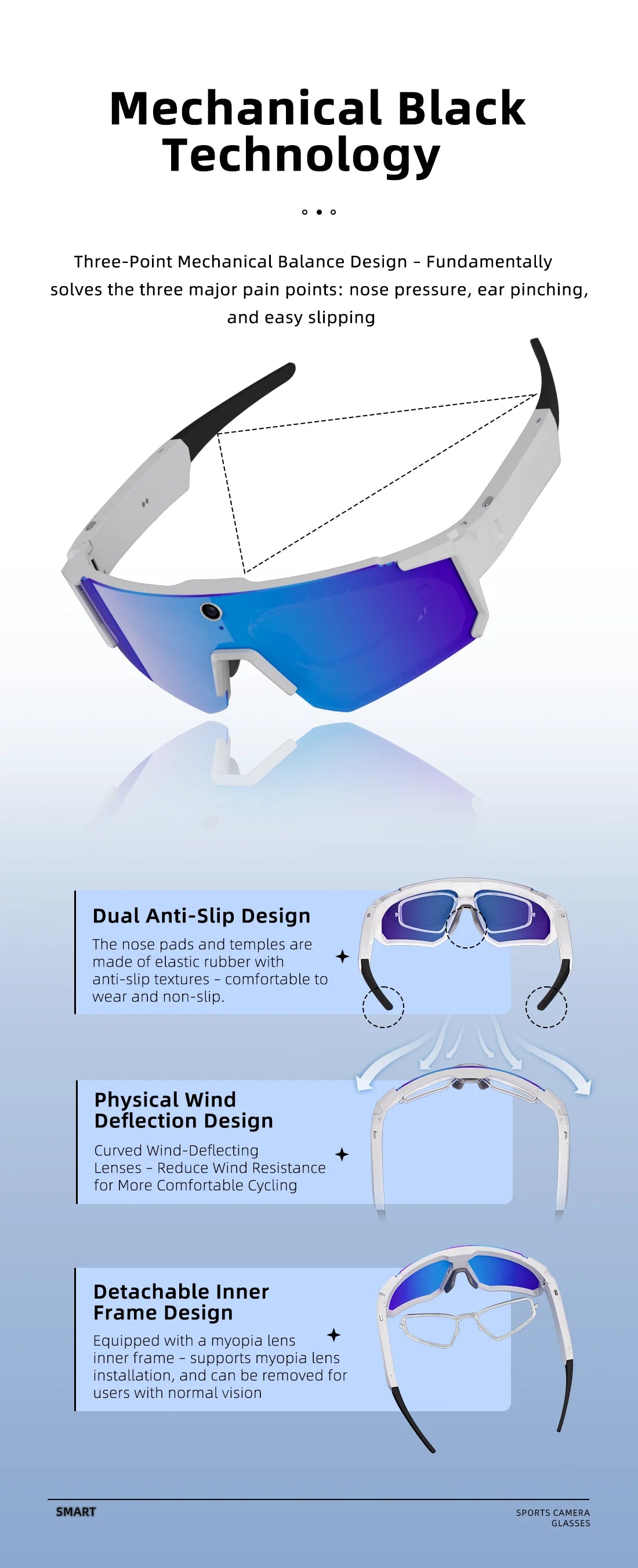 2026New AI Smart Glasses ChatGPT 1080P Camera 8MP Anti-shake Cycling Video&Photo Sport Sunglasses DualMic 32GB Windproof Goggles