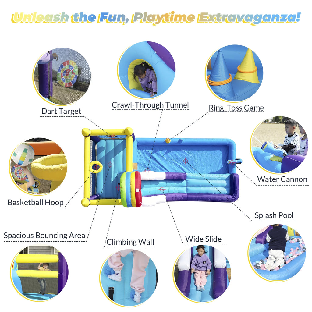 16ft 5m Inflatable Water Slide Bounce House w/ Splash Pool for Kids Backyard Party Children's Playground