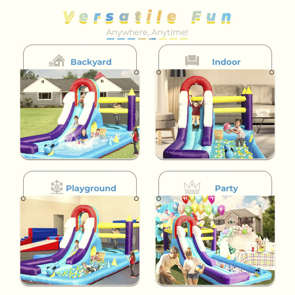 16ft 5m Inflatable Water Slide Bounce House w/ Splash Pool for Kids Backyard Party Children's Playground