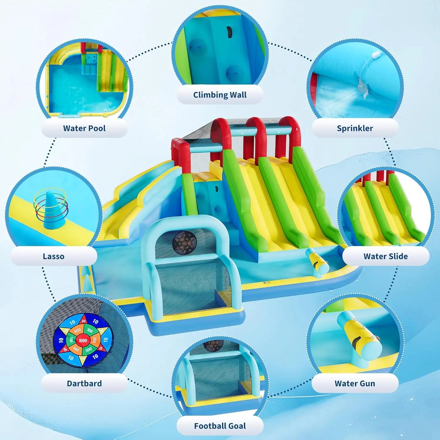 Inflatable Bounce House Oxford Fabric Bouncy Castle with Blower for Kids Indoor Outdoor Toys Play Center Backyard Party Fun