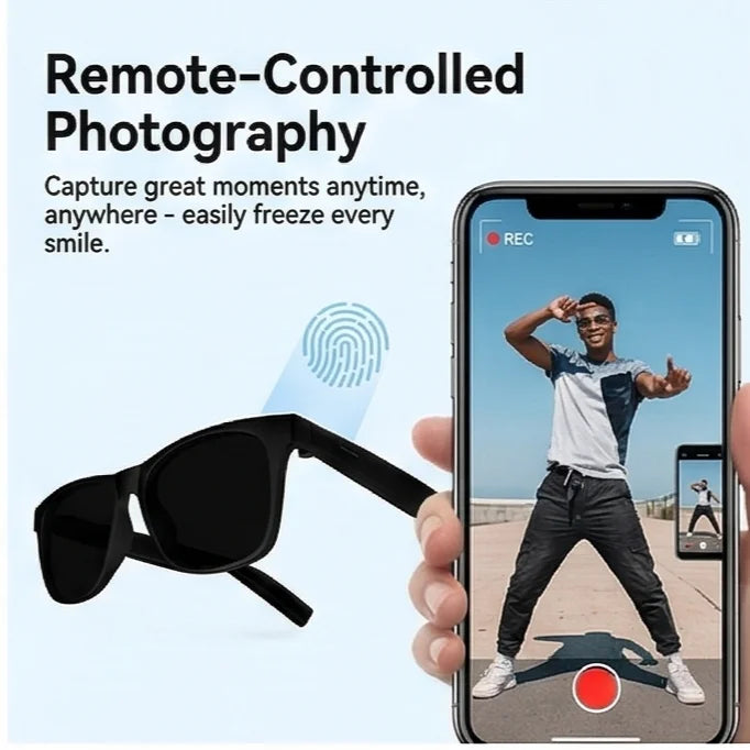 AI Smart Glasses Camera Control Bluetooth Call Voice Assistant for Siri Music Player UV Bluelight Protection  Outdoor Sunglasses