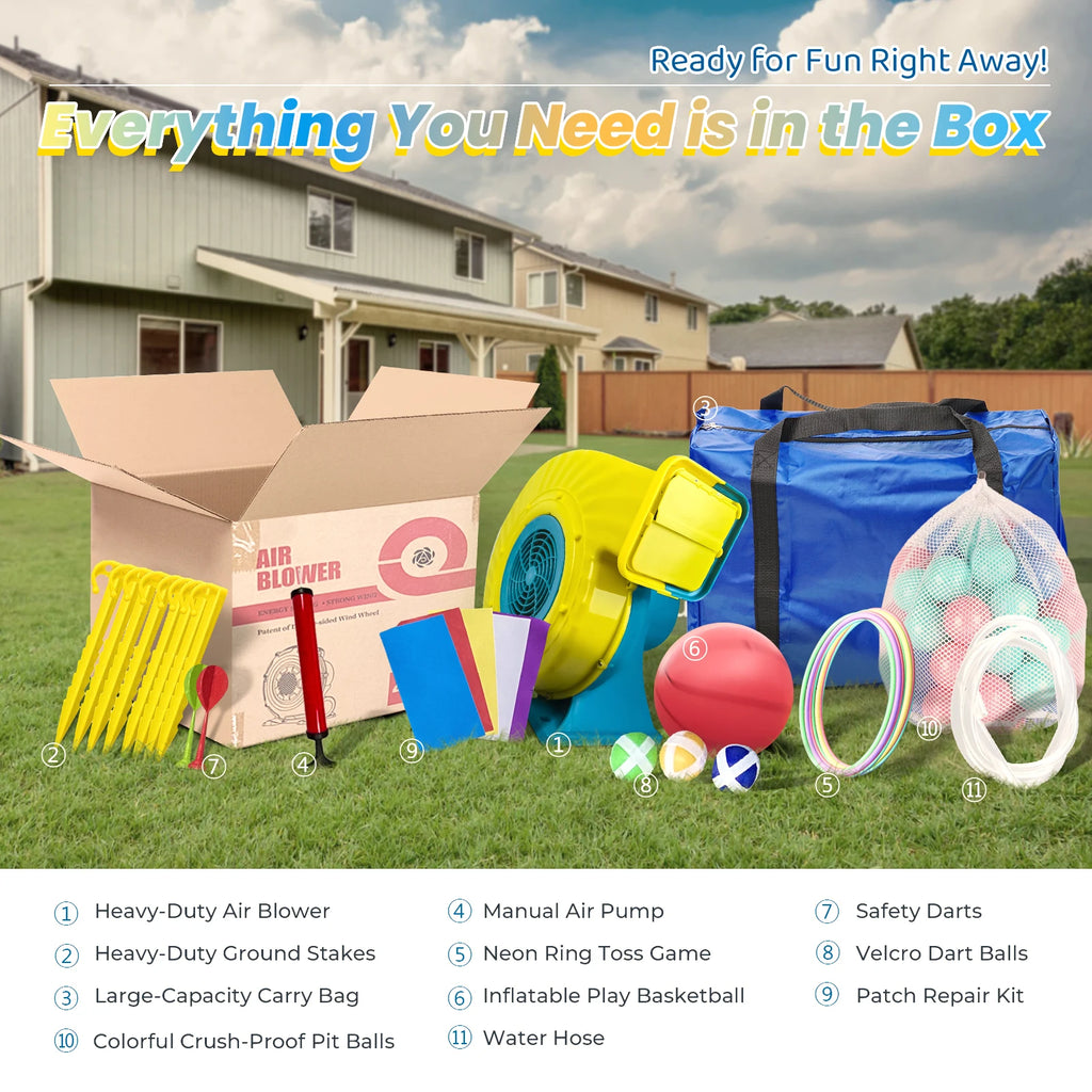 16ft 5m Inflatable Water Slide Bounce House w/ Splash Pool for Kids Backyard Party Children's Playground