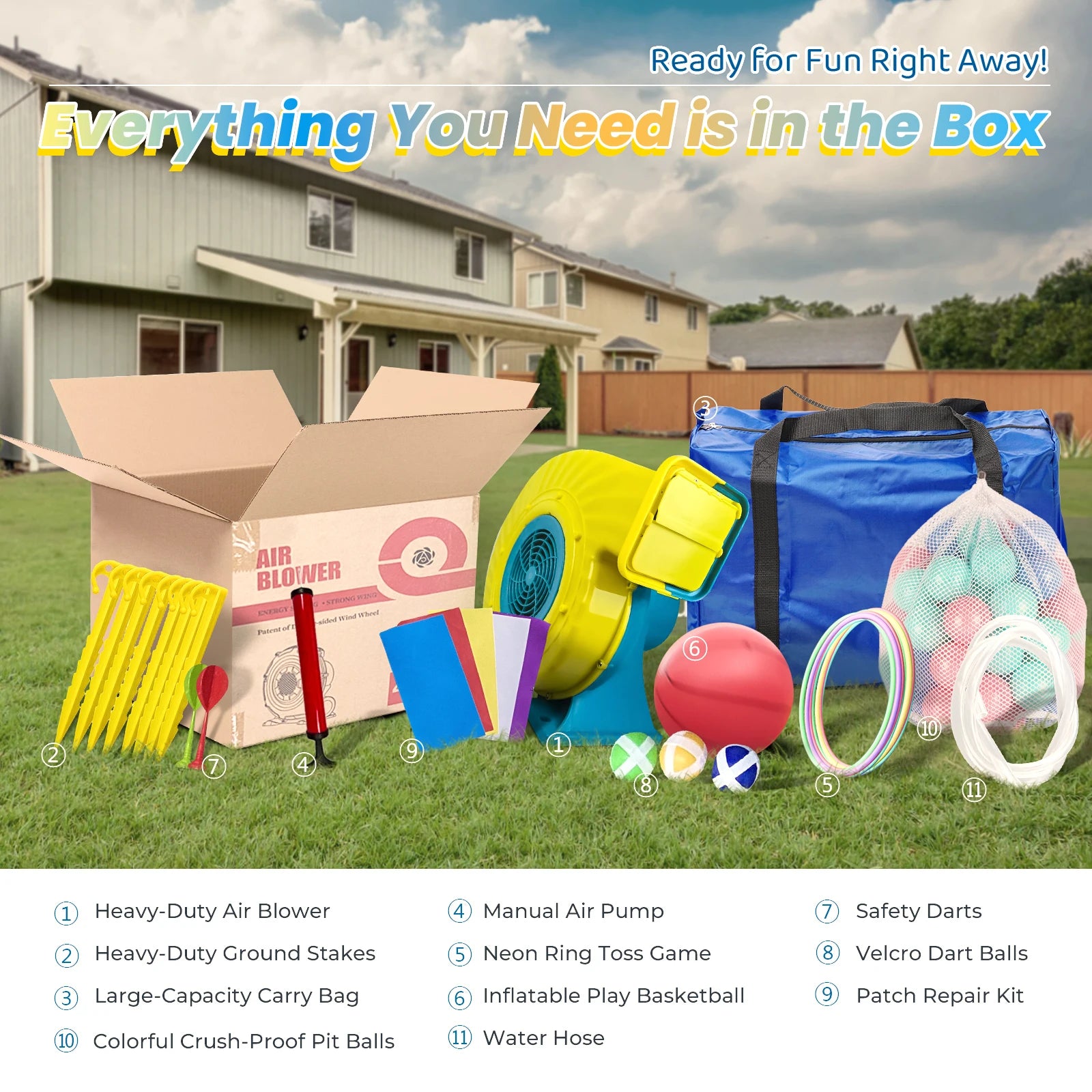 16ft 5m Inflatable Water Slide Bounce House w/ Splash Pool for Kids Backyard Party Children's Playground