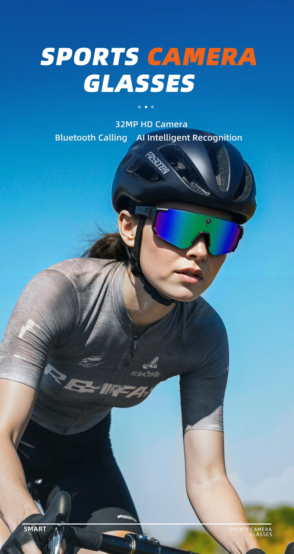 2026New AI Smart Glasses ChatGPT 1080P Camera 8MP Anti-shake Cycling Video&Photo Sport Sunglasses DualMic 32GB Windproof Goggles