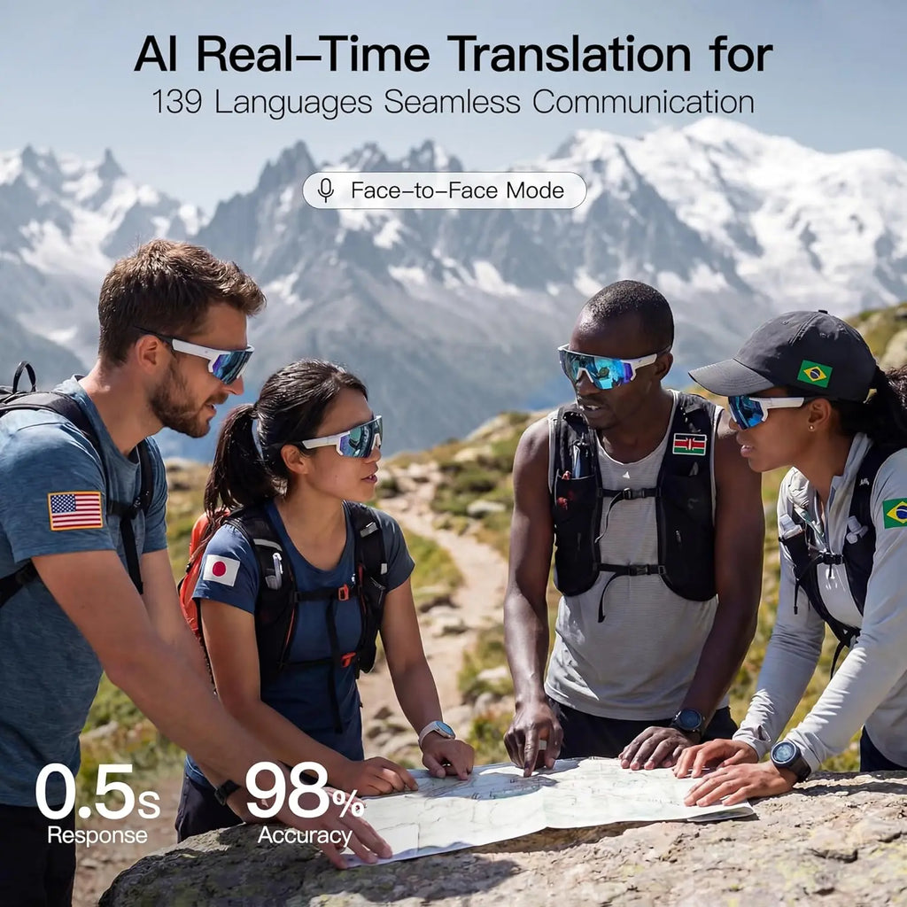 2026New AI Smart Glasses ChatGPT 1080P Camera 8MP Anti-shake Cycling Video&Photo Sport Sunglasses DualMic 32GB Windproof Goggles