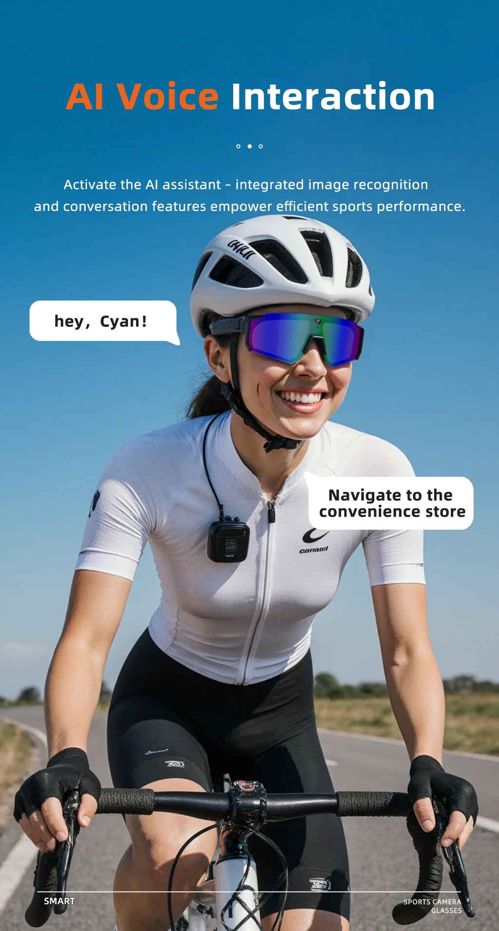 2026New AI Smart Glasses ChatGPT 1080P Camera 8MP Anti-shake Cycling Video&Photo Sport Sunglasses DualMic 32GB Windproof Goggles
