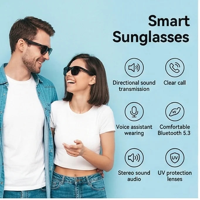AI Smart Glasses Camera Control Bluetooth Call Voice Assistant for Siri Music Player UV Bluelight Protection  Outdoor Sunglasses