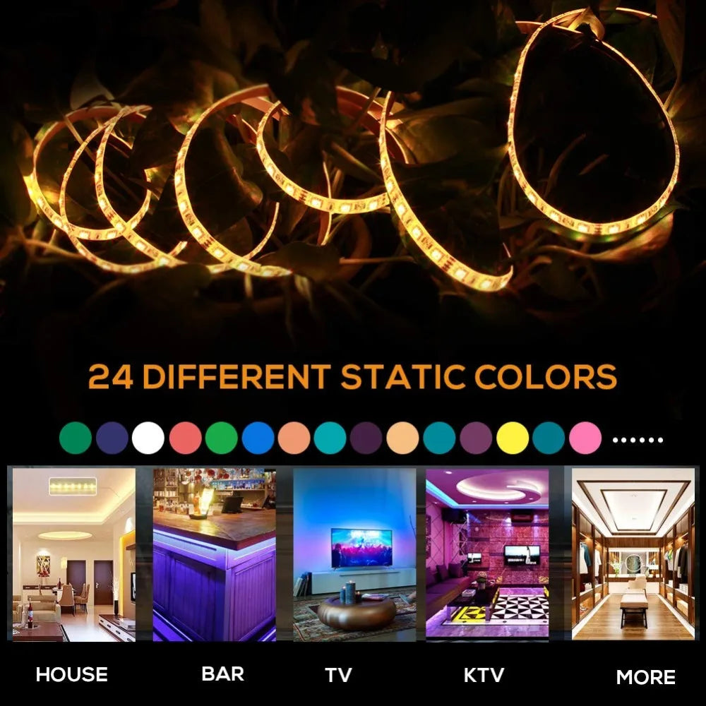 5V USB 5050 RGB LED Strip Light Bluetooth Remote Control 5m 10m Lights Tape TV Backlights Holiday Decor 0.5m 1m 2m 3m Black PCB