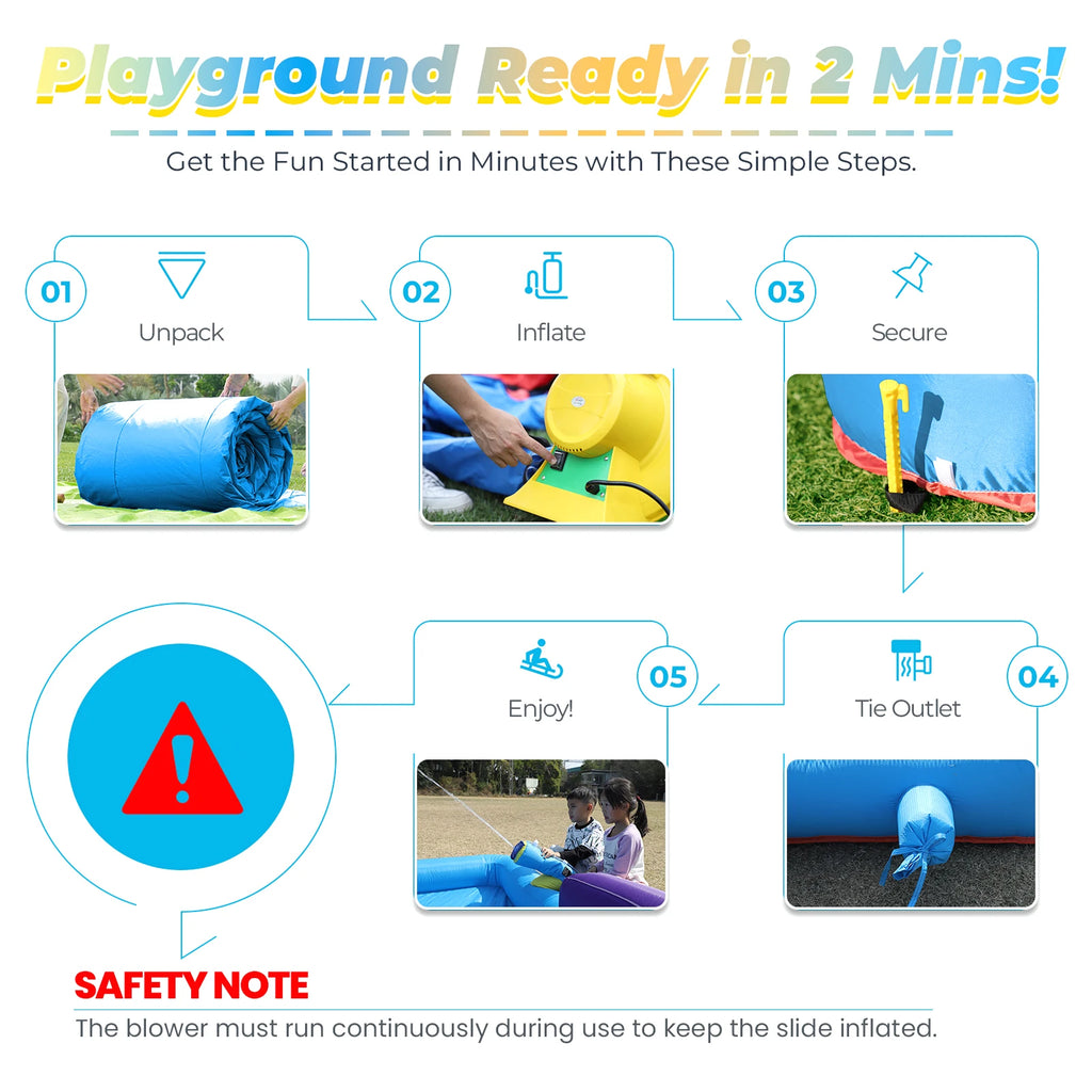 16ft 5m Inflatable Water Slide Bounce House w/ Splash Pool for Kids Backyard Party Children's Playground